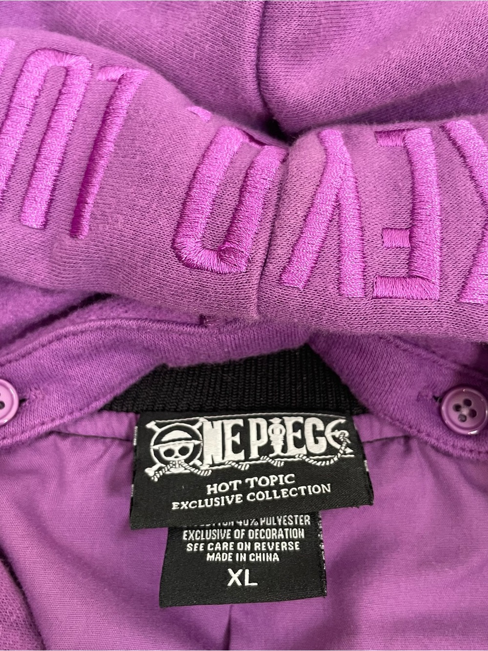 One Piece Sun God Nika Luffy Gear 5 Varsity Jacket Hot Topic Hooded Coat Size XL - Picture 8 of 10